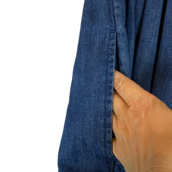 French Connection Denim Short Sleeve Button Front Dress Size 2 Babydoll A-Line - Picture 7 of 8